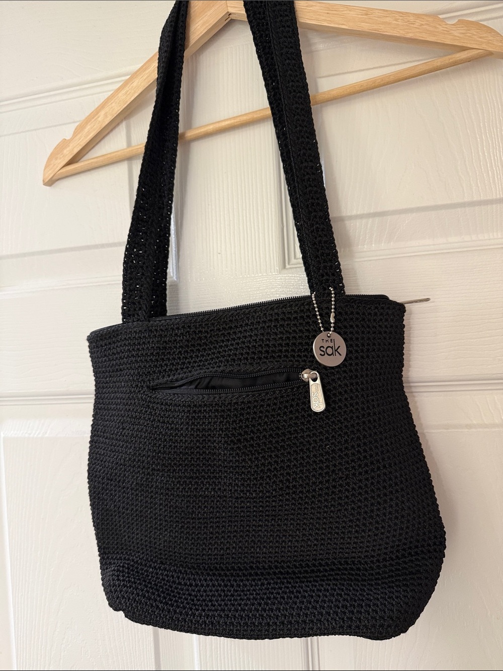 The Sak Black Crochet Shoulder Tote